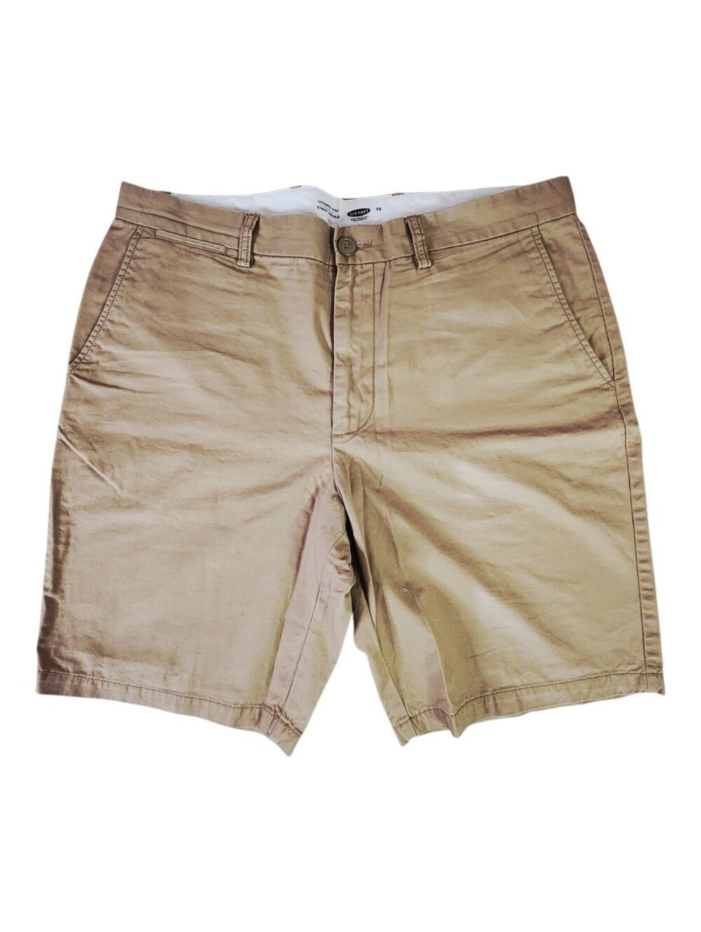 Old Navy Mens 36 Slim Fit Chino Shorts Khaki Tan Beige Casual Summer Flat Front